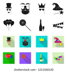 Isolated object of party and birthday symbol. Collection of party and celebration stock symbol for web.