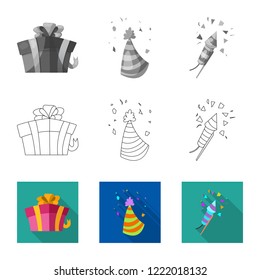Isolated object of party and birthday symbol. Set of party and celebration stock vector illustration.