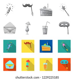 Isolated object of party and birthday symbol. Collection of party and celebration stock symbol for web.