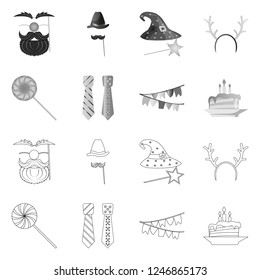 Isolated object of party and birthday symbol. Collection of party and celebration stock vector illustration.