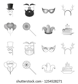 Isolated object of party and birthday symbol. Set of party and celebration stock vector illustration.