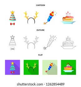 Isolated object of party and birthday symbol. Collection of party and celebration stock symbol for web.