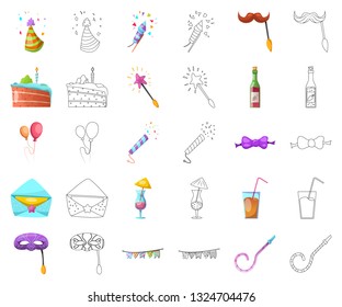 Isolated object of party and birthday symbol. Collection of party and celebration vector icon for stock.