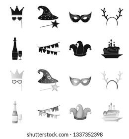 Isolated object of party and birthday symbol. Collection of party and celebration vector icon for stock.