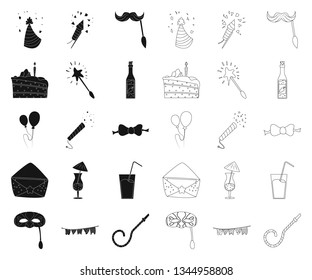Isolated object of party and birthday symbol. Collection of party and celebration vector icon for stock.