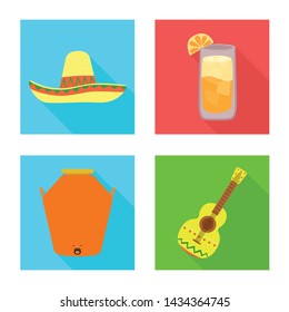 Isolated object of party and celebration logo. Set of party and Latin stock vector illustration.