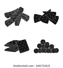 Isolated object of party and cooking logo. Collection of party and crunchy stock vector illustration.