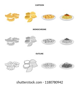 Isolated object of pasta and carbohydrate icon. Set of pasta and macaroni stock symbol for web.