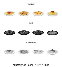 Isolated object of pasta and carbohydrate icon. Collection of pasta and macaroni stock vector illustration.