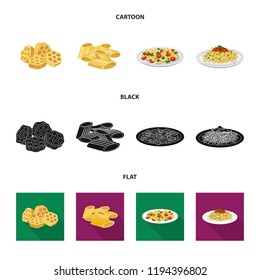 Isolated object of pasta and carbohydrate icon. Collection of pasta and macaroni stock symbol for web.