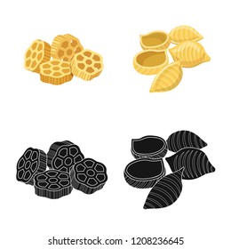 Isolated object of pasta and carbohydrate icon. Collection of pasta and macaroni vector icon for stock.