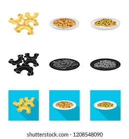 Isolated object of pasta and carbohydrate icon. Collection of pasta and macaroni stock symbol for web.