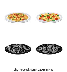 Isolated object of pasta and carbohydrate icon. Collection of pasta and macaroni stock vector illustration.