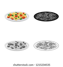 Isolated object of pasta and carbohydrate icon. Set of pasta and macaroni vector icon for stock.