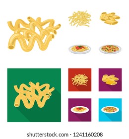 Isolated object of pasta and carbohydrate icon. Collection of pasta and macaroni stock symbol for web.