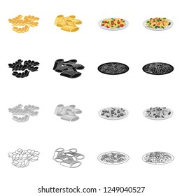 Isolated object of pasta and carbohydrate icon. Set of pasta and macaroni vector icon for stock.