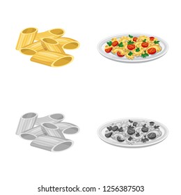 Isolated object of pasta and carbohydrate icon. Collection of pasta and macaroni stock symbol for web.