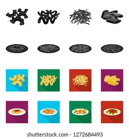Isolated object of pasta and carbohydrate icon. Set of pasta and macaroni stock vector illustration.