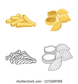 Isolated object of pasta and carbohydrate icon. Set of pasta and macaroni stock symbol for web.