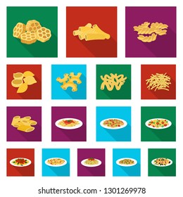 Isolated object of pasta and carbohydrate icon. Set of pasta and macaroni vector icon for stock.