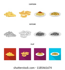 Isolated object of pasta and carbohydrate logo. Set of pasta and macaroni vector icon for stock.