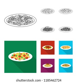 Isolated object of pasta and carbohydrate logo. Set of pasta and macaroni stock symbol for web.