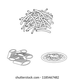 Isolated object of pasta and carbohydrate logo. Collection of pasta and macaroni stock vector illustration.
