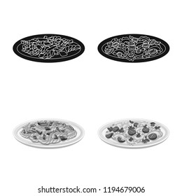 Isolated object of pasta and carbohydrate logo. Collection of pasta and macaroni stock symbol for web.