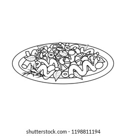 Isolated object of pasta and carbohydrate logo. Collection of pasta and macaroni stock vector illustration.