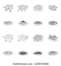 Isolated object of pasta and carbohydrate logo. Collection of pasta and macaroni stock symbol for web.