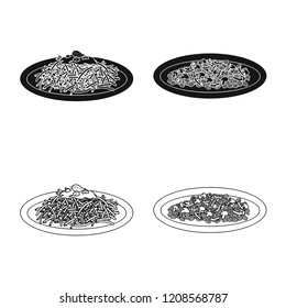 Isolated object of pasta and carbohydrate logo. Collection of pasta and macaroni stock symbol for web.
