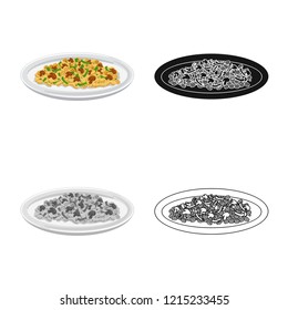 Isolated object of pasta and carbohydrate logo. Collection of pasta and macaroni stock vector illustration.