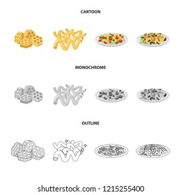 Isolated object of pasta and carbohydrate logo. Set of pasta and macaroni stock vector illustration.