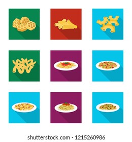 Isolated object of pasta and carbohydrate logo. Collection of pasta and macaroni stock vector illustration.