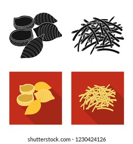 Isolated object of pasta and carbohydrate logo. Collection of pasta and macaroni stock vector illustration.