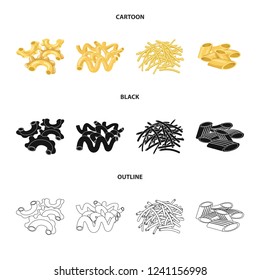 Isolated object of pasta and carbohydrate logo. Set of pasta and macaroni vector icon for stock.