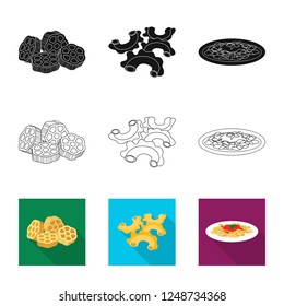 Isolated object of pasta and carbohydrate logo. Collection of pasta and macaroni stock vector illustration.