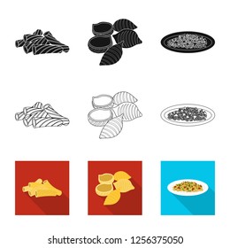 Isolated object of pasta and carbohydrate logo. Collection of pasta and macaroni stock vector illustration.