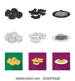 Isolated object of pasta and carbohydrate logo. Set of pasta and macaroni vector icon for stock. Isolated object of pasta and carbohydrate logo. Set of pasta and macaroni vector icon for stock.