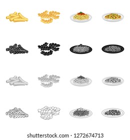 Isolated object of pasta and carbohydrate logo. Collection of pasta and macaroni vector icon for stock.