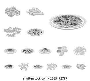 Isolated object of pasta and carbohydrate logo. Collection of pasta and macaroni stock vector illustration.