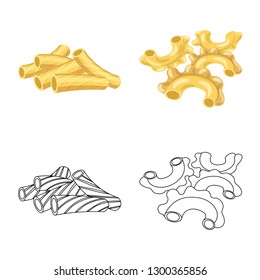 Isolated object of pasta and carbohydrate logo. Set of pasta and macaroni stock symbol for web.