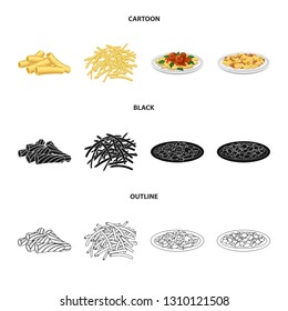 Isolated object of pasta and carbohydrate logo. Set of pasta and macaroni stock symbol for web.