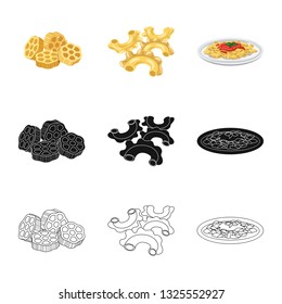 Isolated object of pasta and carbohydrate logo. Collection of pasta and macaroni stock vector illustration.