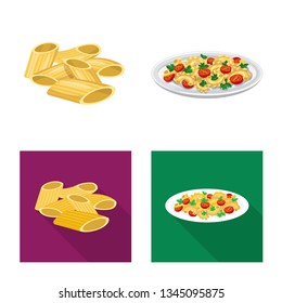 Isolated object of pasta and carbohydrate logo. Collection of pasta and macaroni stock vector illustration.