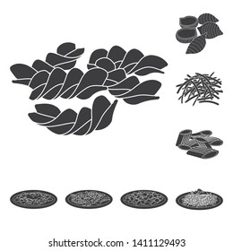 Isolated object of pasta and carbohydrate logo. Set of pasta and macaroni stock symbol for web.