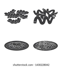 Isolated object of pasta and carbohydrate logo. Set of pasta and macaroni stock symbol for web.