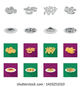 Isolated object of pasta and carbohydrate logo. Collection of pasta and macaroni vector icon for stock.