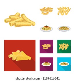 Isolated object of pasta and carbohydrate sign. Collection of pasta and macaroni vector icon for stock.