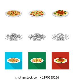 Isolated object of pasta and carbohydrate sign. Collection of pasta and macaroni vector icon for stock.